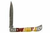 Pocket Knife With Mookaite Jasper Inlays & Matching Base #327599-3